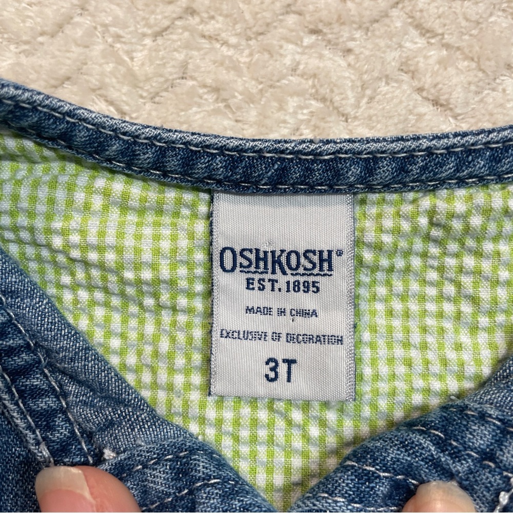 Vintage‎ Y2K OshKosh Toddler Denim Floral Embroidered Pleated Dress Size 3T - Picture 7 of 11